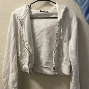 Brandy Melville Cropped White hoodie Zip Up
